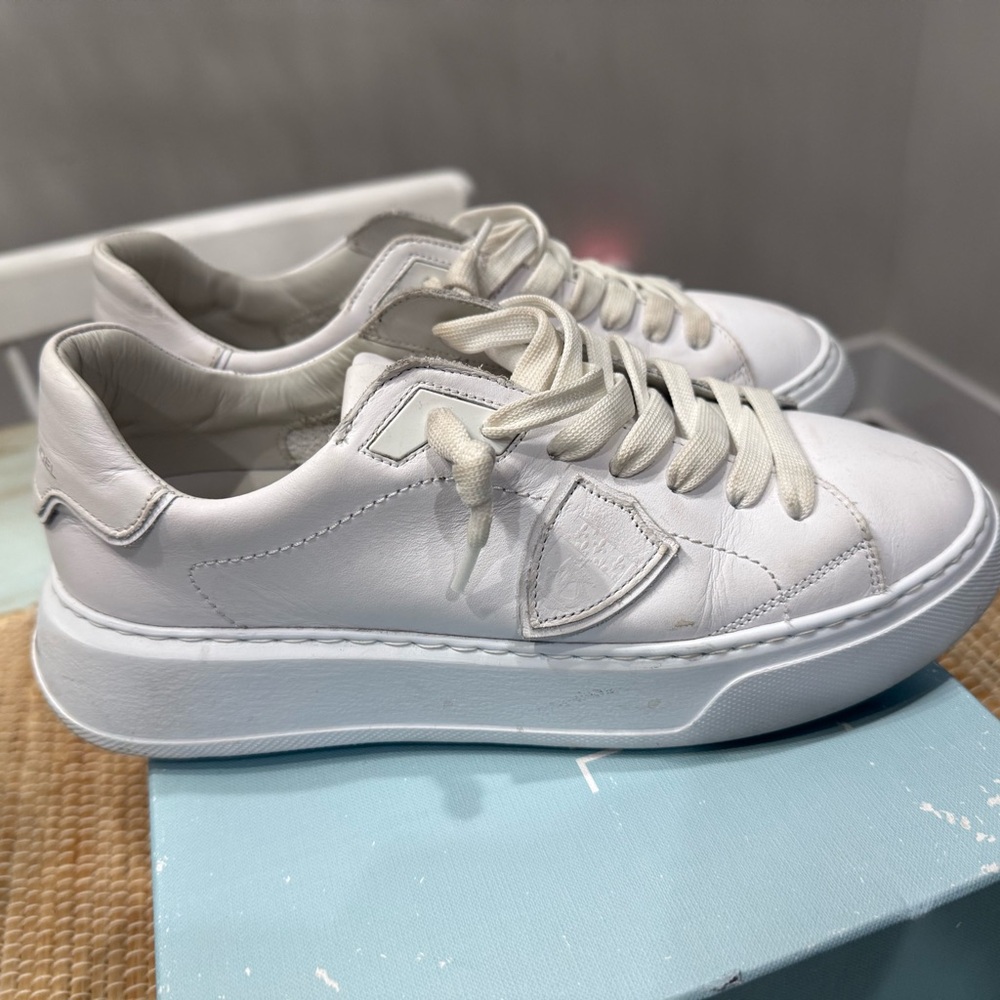 Philippe Model White Leather Platform Sneakers